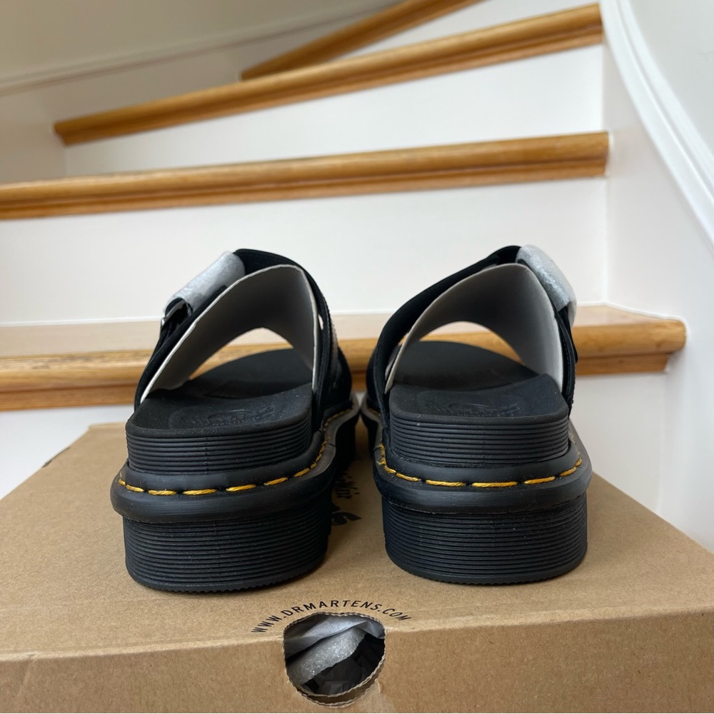 NWT Doc Martens Myles Brando Leather Slide Sandals in black buckles platforms - Picture 7 of 15
